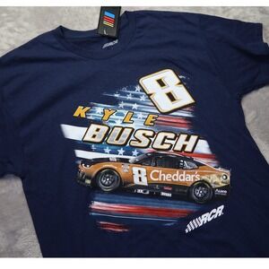 Mens‎ Kyle Busch 8 Cheddars Nascar Racing T Shirt Size L Navy Blue
